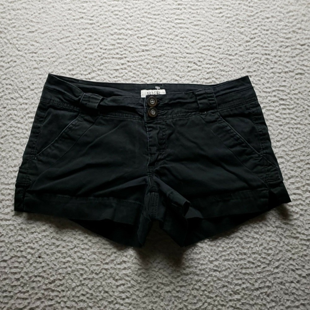 BKE Mollie Shorts Womens 28 Black Chino Twill Cuffed Flat Front Casual